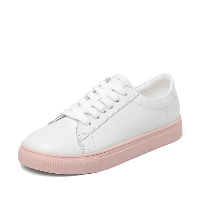 Monrroy Women's Leather Flat Comfortable Soft Sneaker Shoes