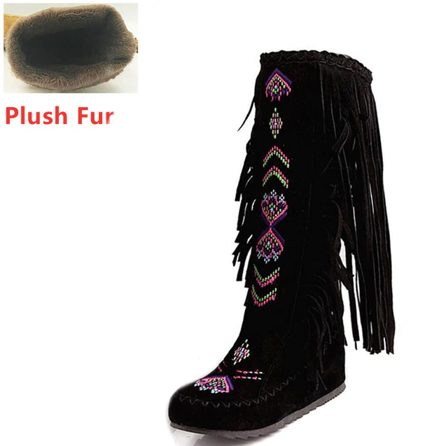 Naisha Boots Mid Calf - Luxuryurbanwear