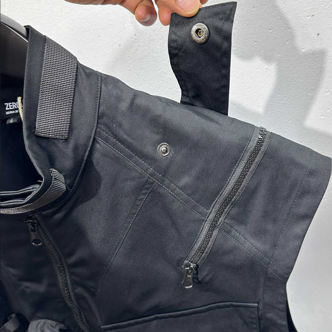 Multi Pocket Black Vest Jacket