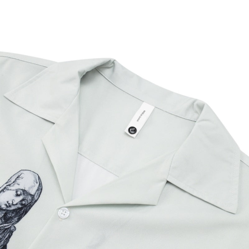 Retro Roman Print Short Sleeve Shirt