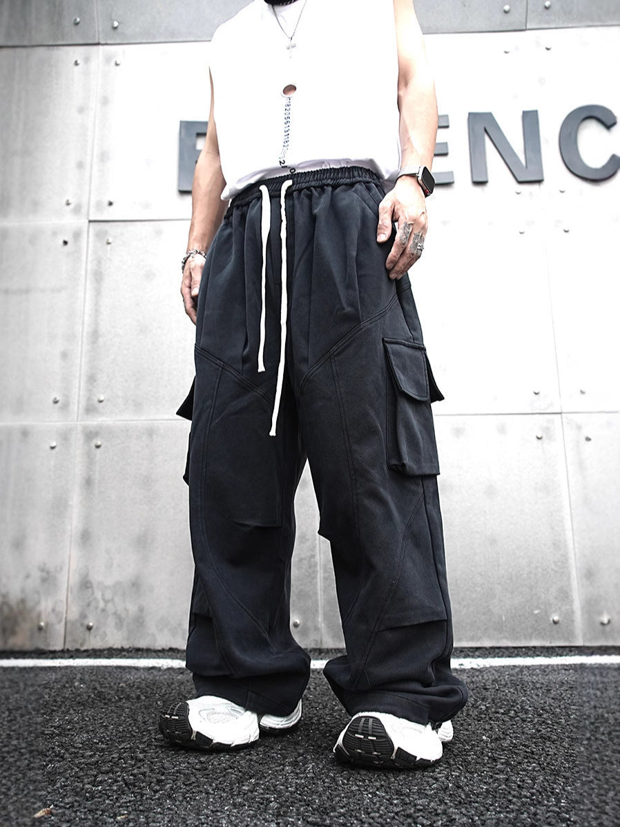 Baggy Cotton Black Cargo Pants