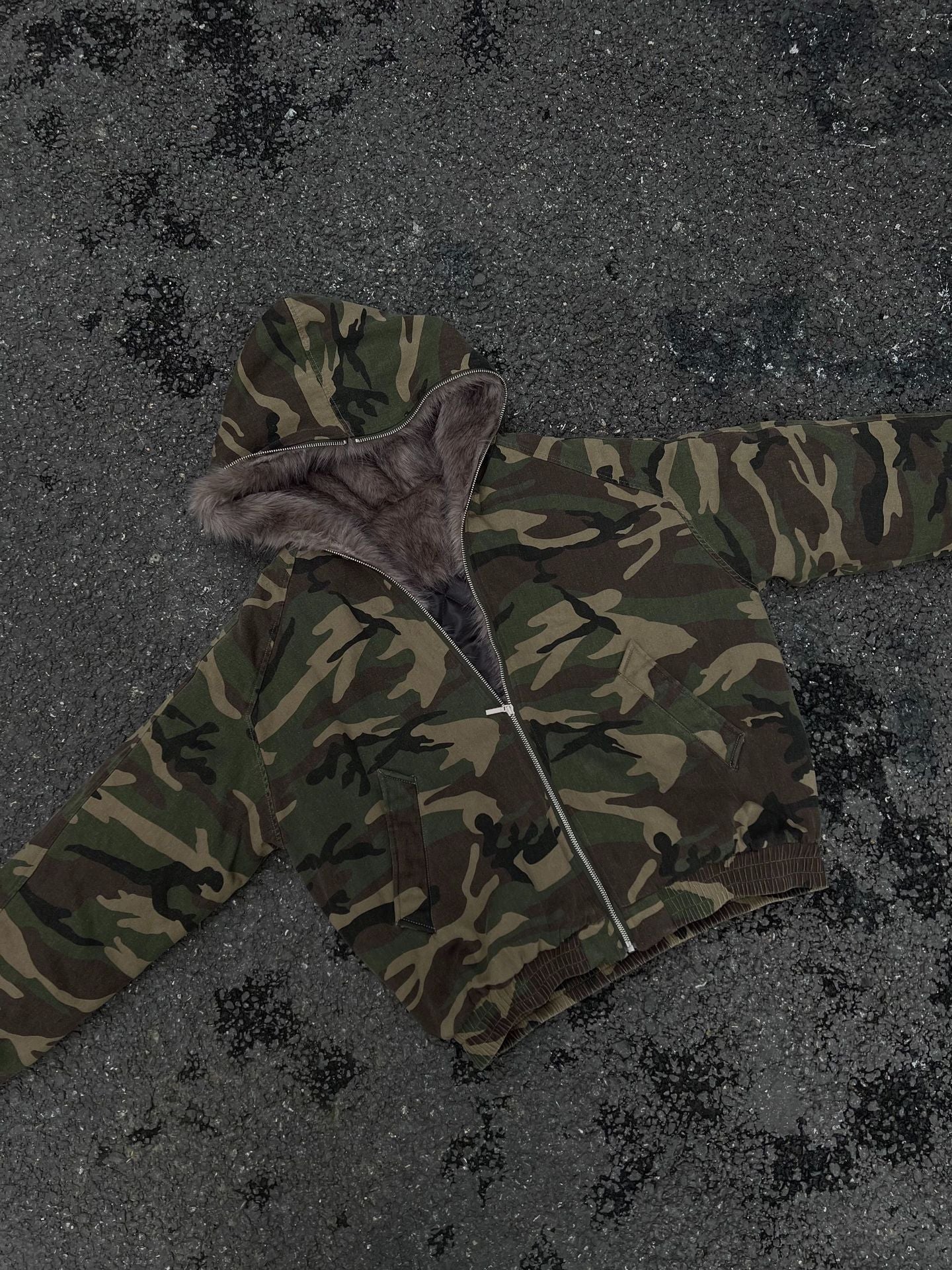 Camouflage Fur Jacket