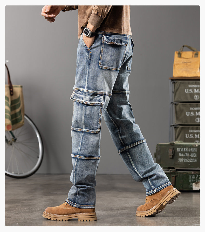 Denim Cargo Pants Jeans