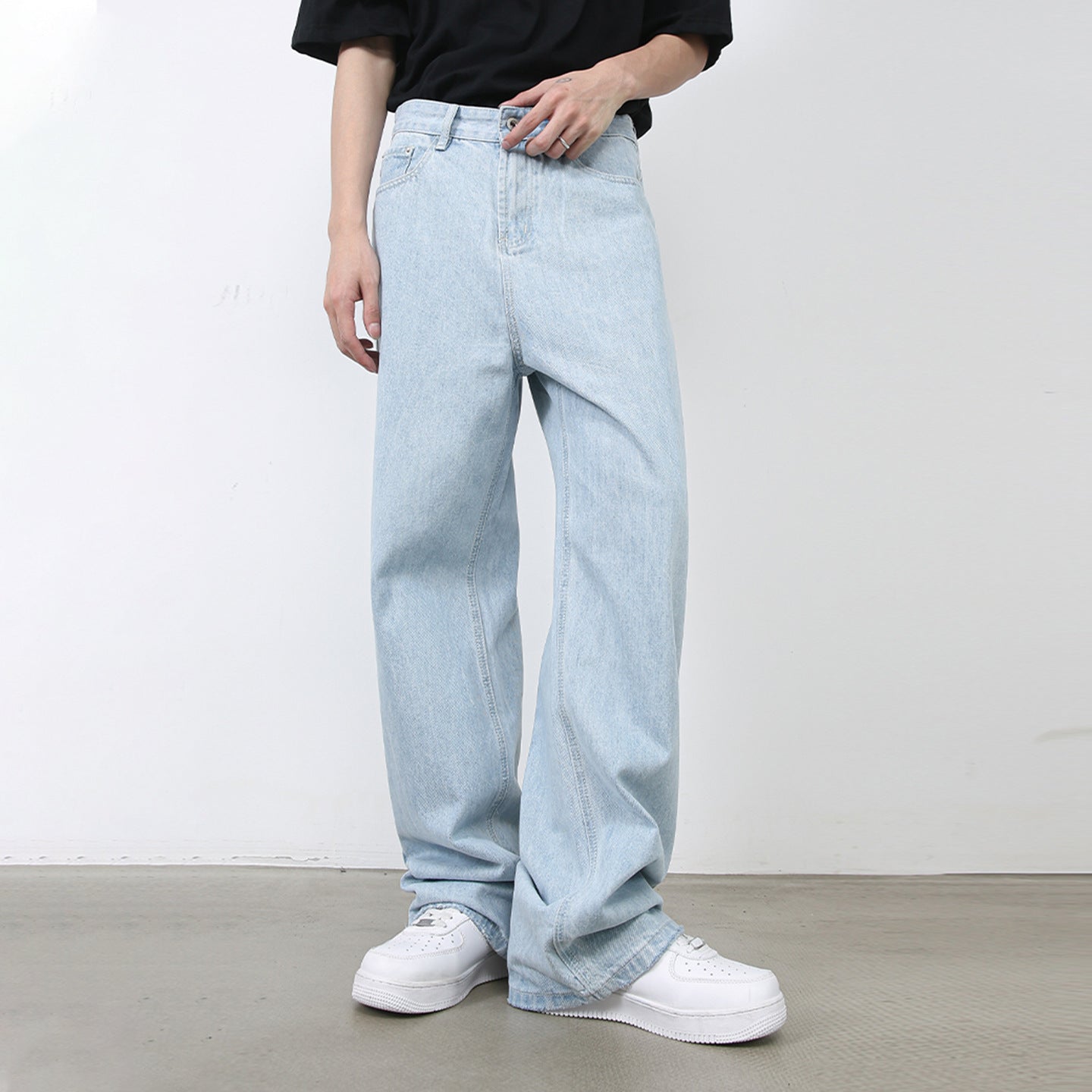 Light Blue Straight Leg Jeans