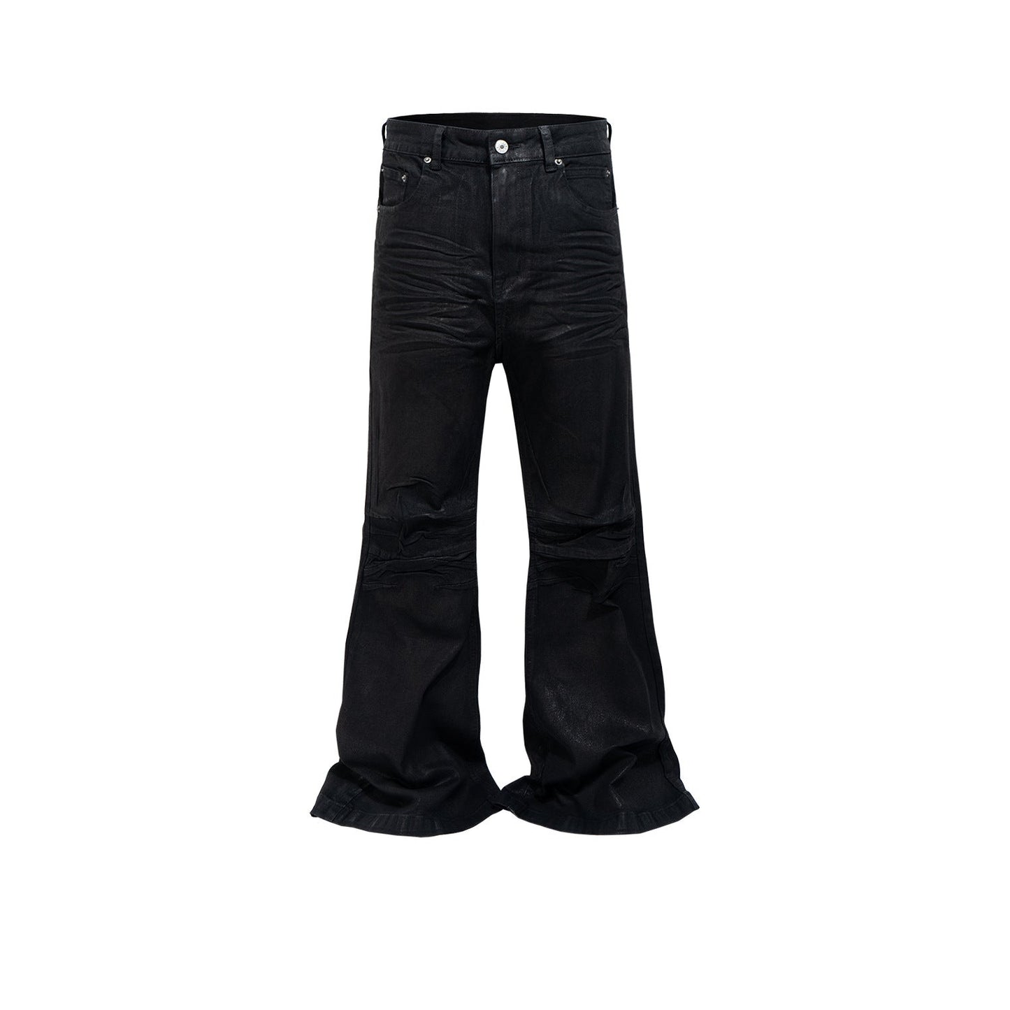 Black Vinyl Flared Jeans