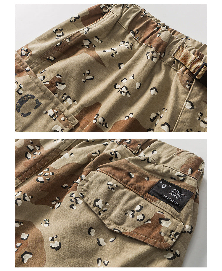 Red Solitude Outdoor Camo Drawstring Cargo Shorts