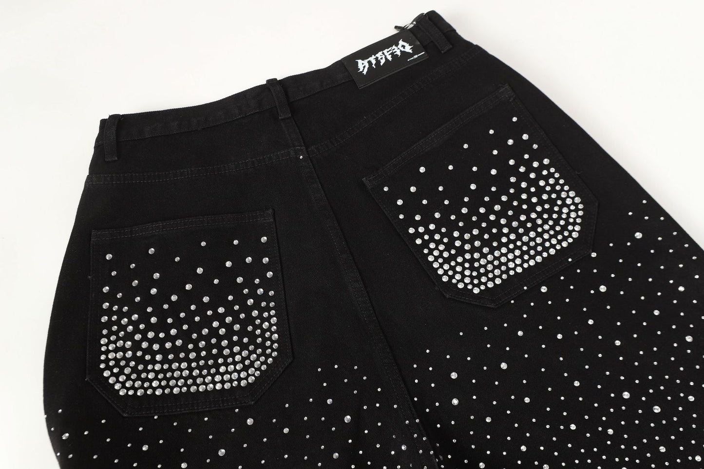 Diamond-Encrusted Black Jeans