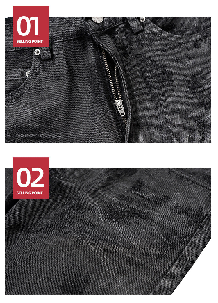 Hand Brushed Black Flared Jeans