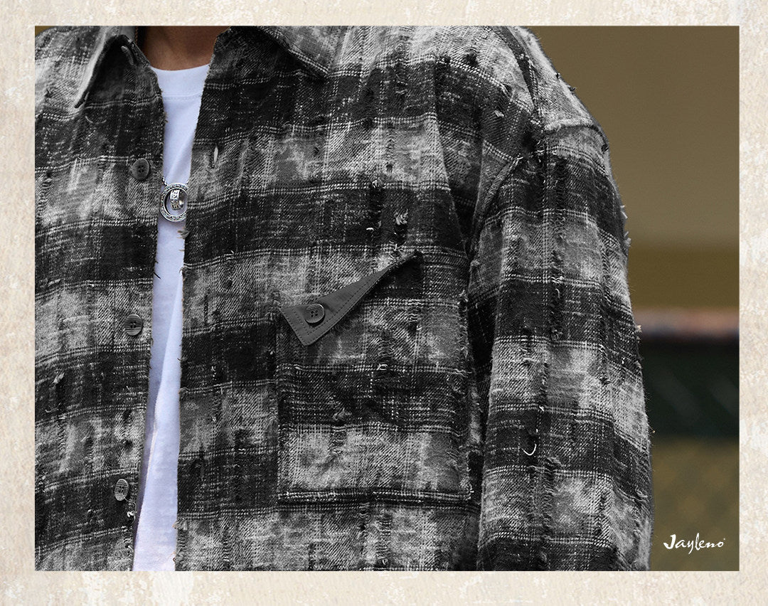 Mens Vintage Washed Plaid Workwear Shirt
