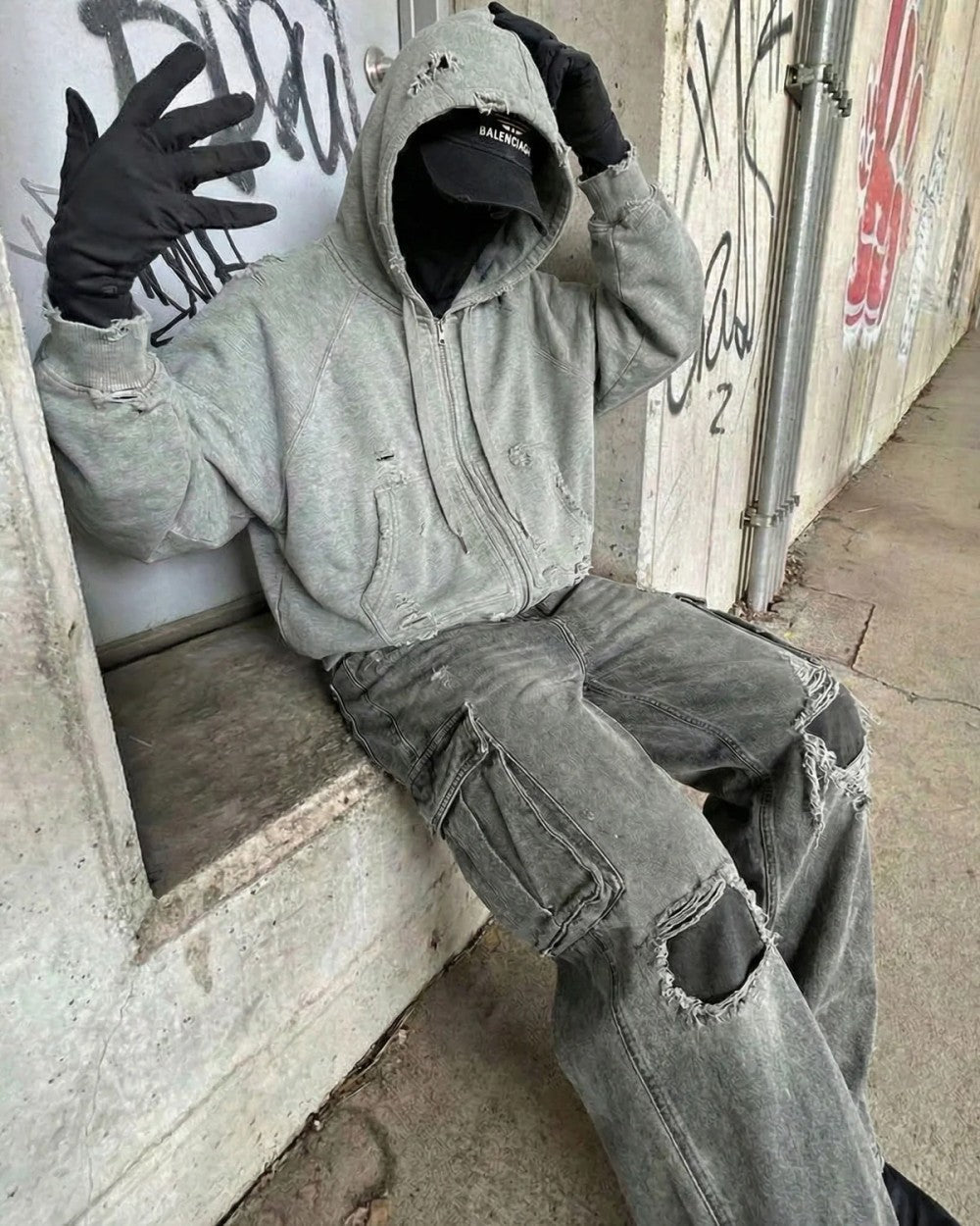 Ghost Distressed Hoodie