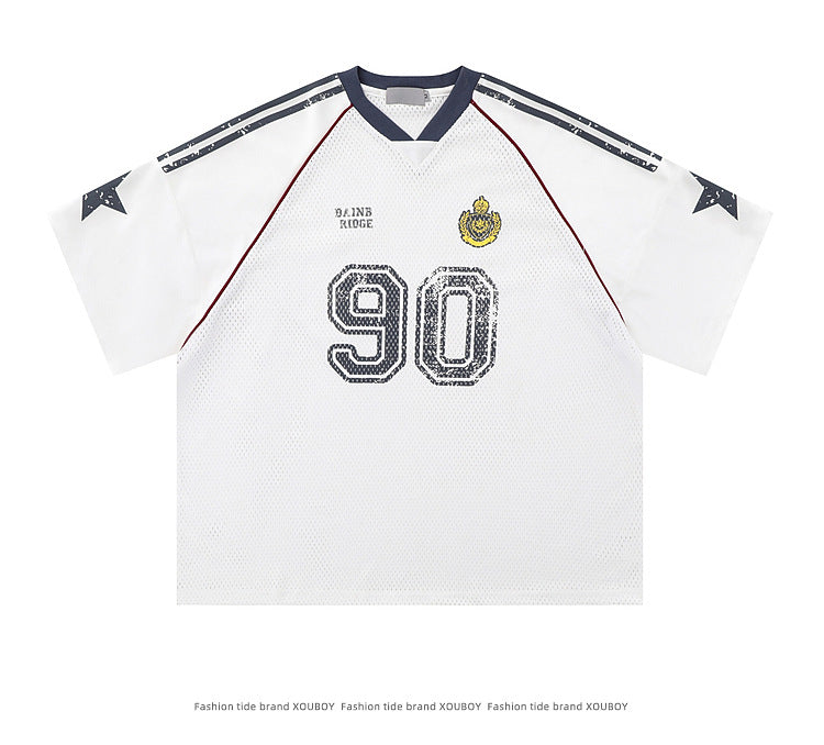Retro 90's Star Graffiti Mesh Football Tee