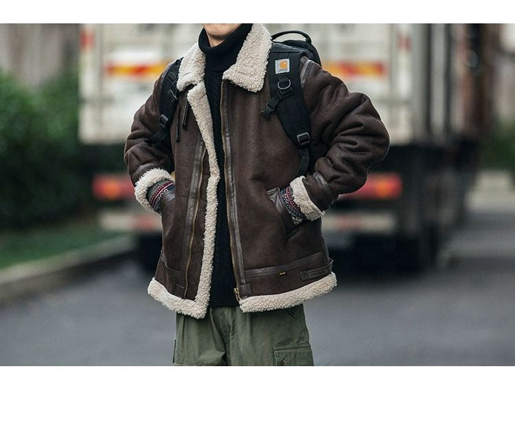 Motorcycle Suede Brown Fur Jacket