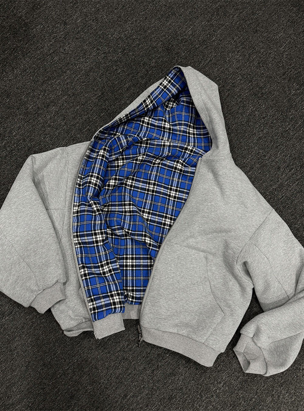 Plaid Reversible Zip Hoodie