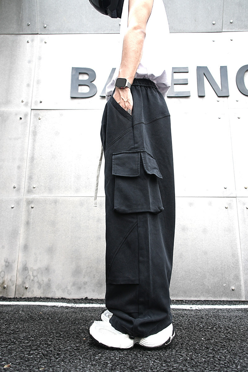 Baggy Cotton Black Cargo Pants