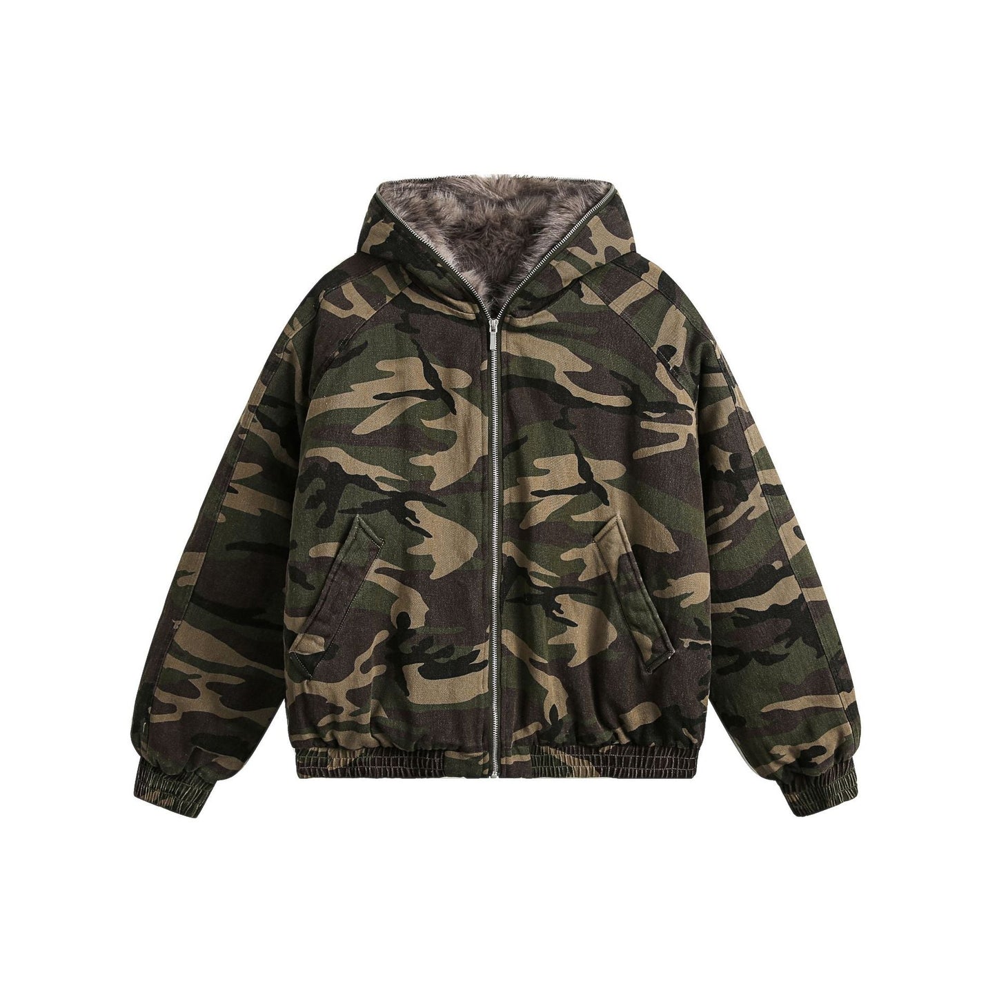 Camouflage Fur Jacket