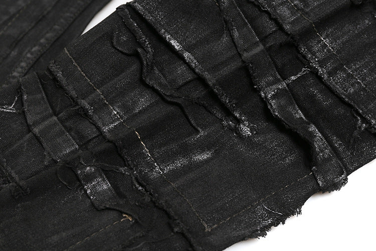 Dark Coating Waxed Distressed Jeans