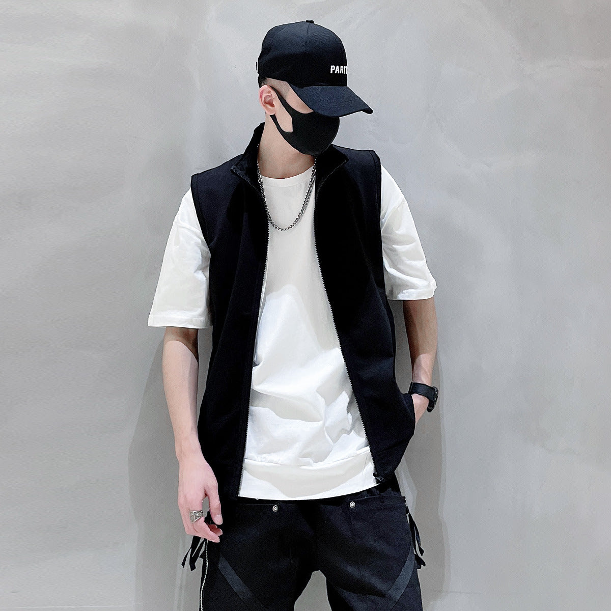 Lightweight Cotton Black Gilet Vest