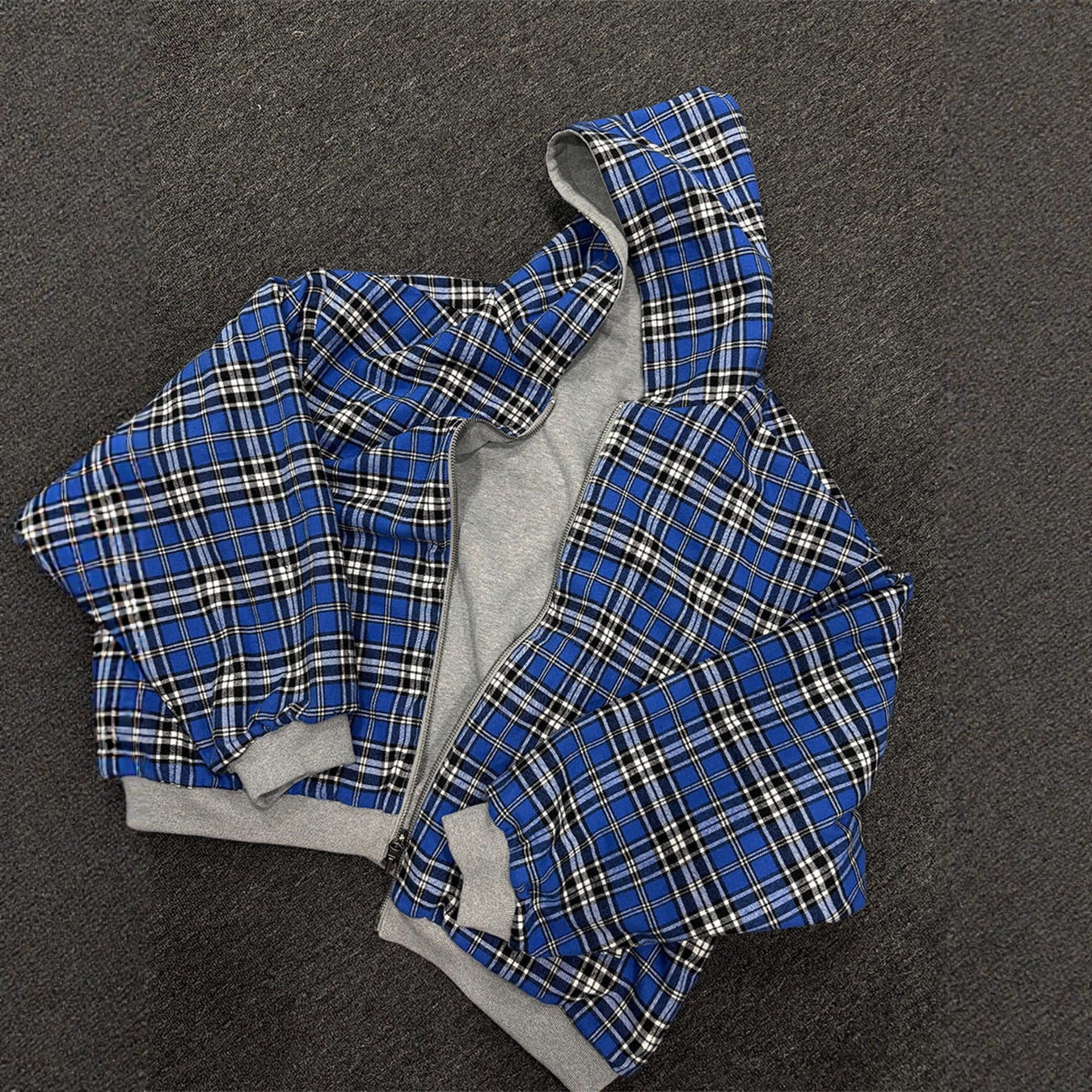 Plaid Reversible Zip Hoodie