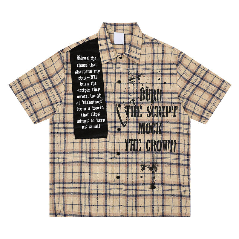 Splatter Print Plaid Shirt