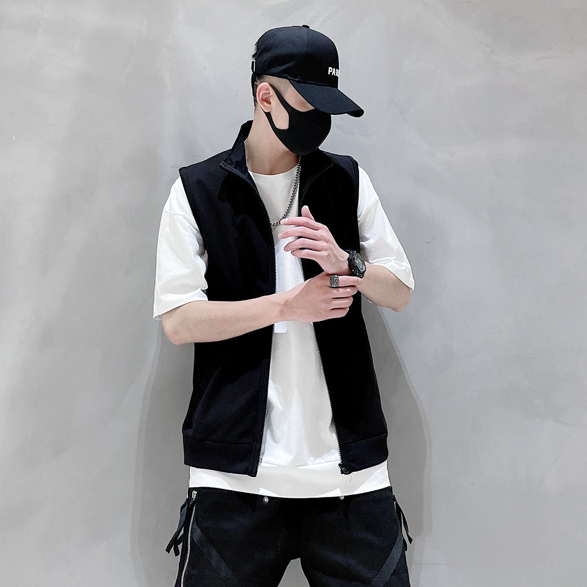 Lightweight Cotton Black Gilet Vest