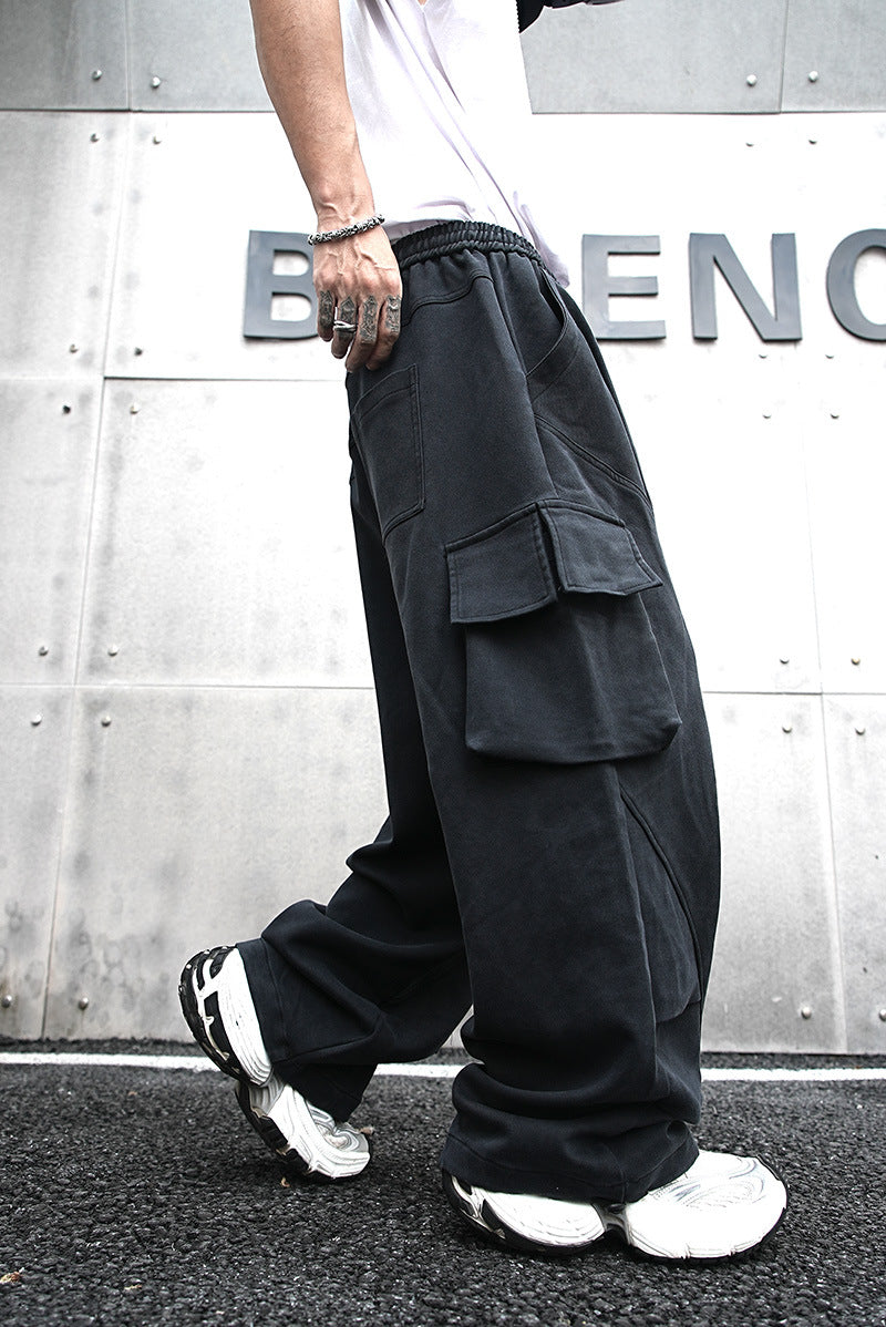Baggy Cotton Black Cargo Pants