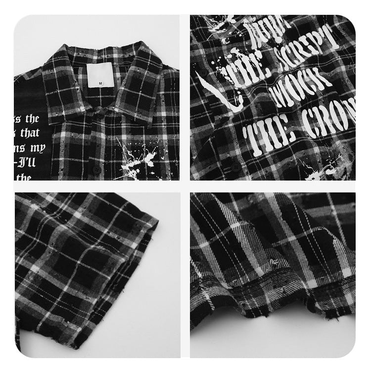 Splatter Print Plaid Shirt