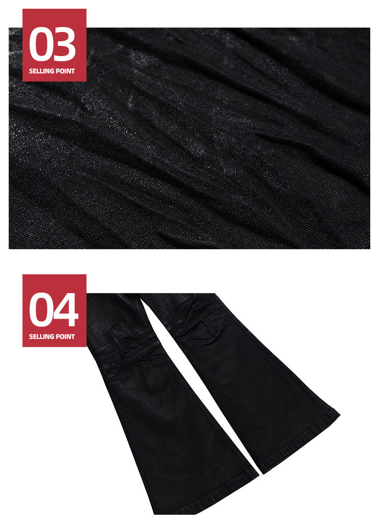 Black Vinyl Flared Jeans