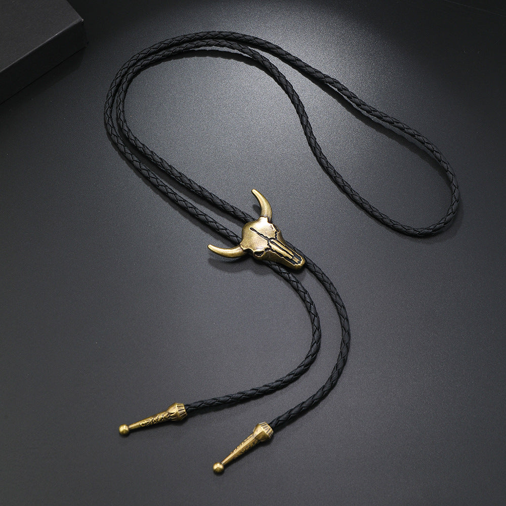 Bull Head Bolo Tie Necklace