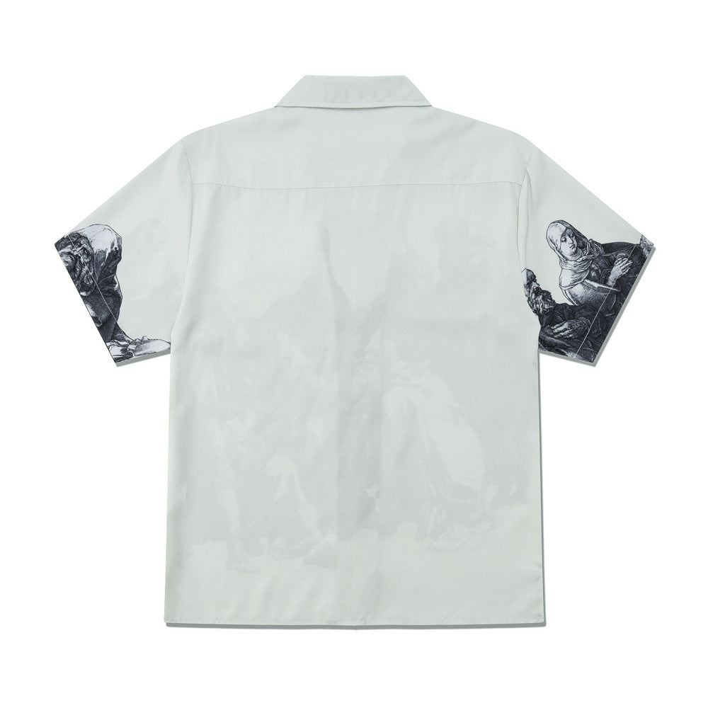 Retro Roman Print Short Sleeve Shirt
