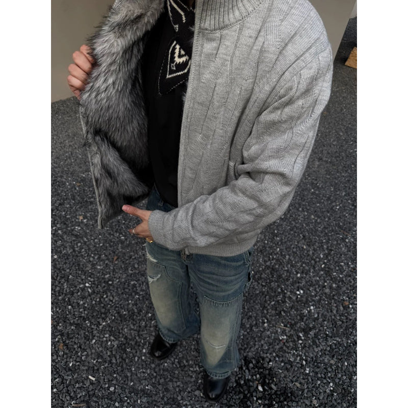 Heavyweight Knit Fleece Jacket