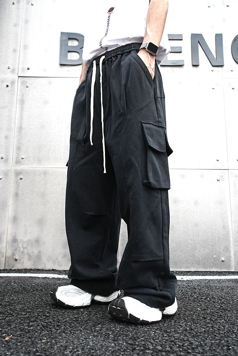 Baggy Cotton Black Cargo Pants