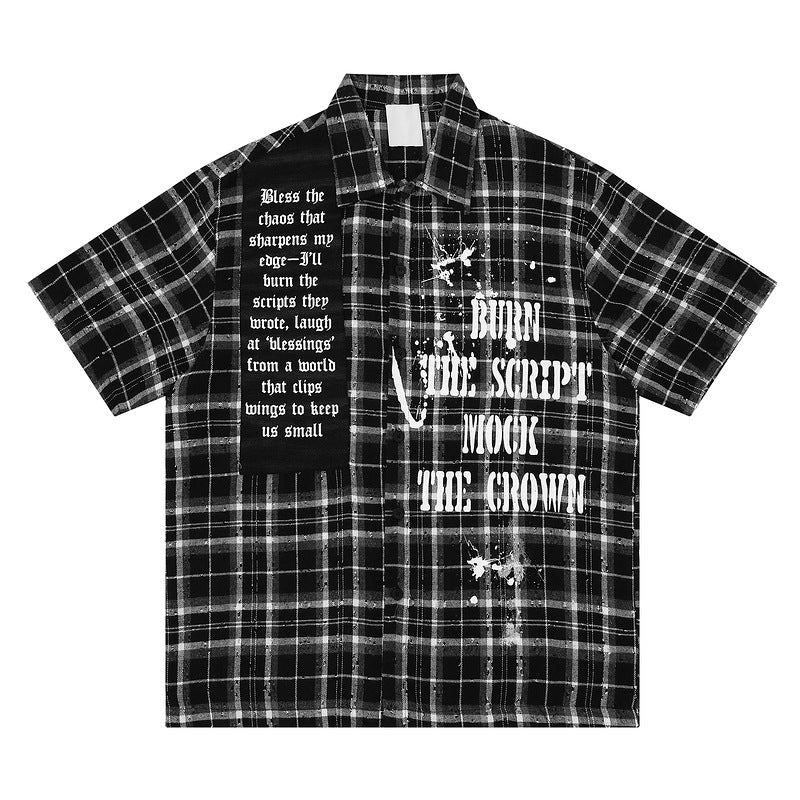 Splatter Print Plaid Shirt