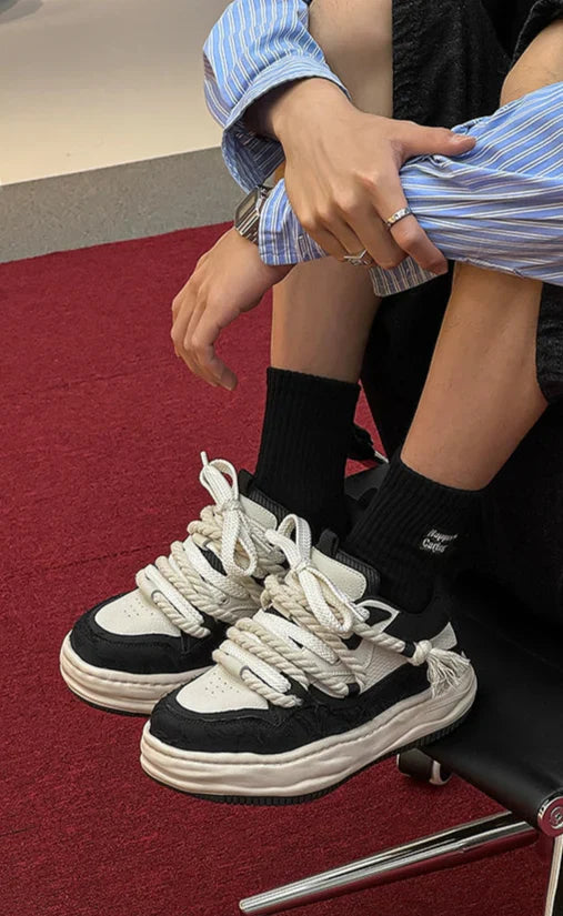Tassel Twist | Rope Lace Platform Sneakers - Luxuryurbanwear