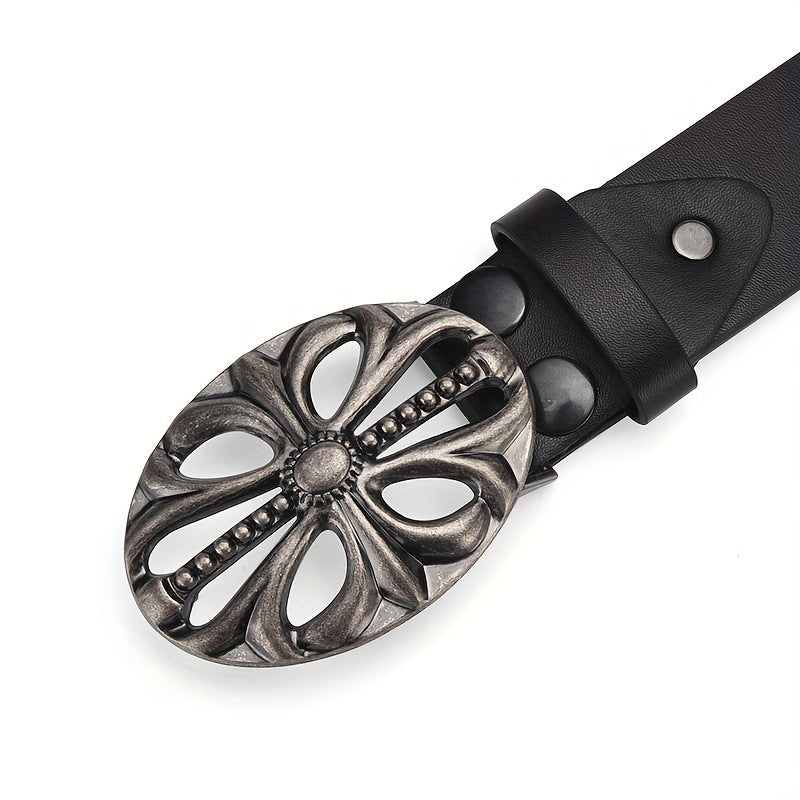 Punk Skull Studded Black Leather Belt
