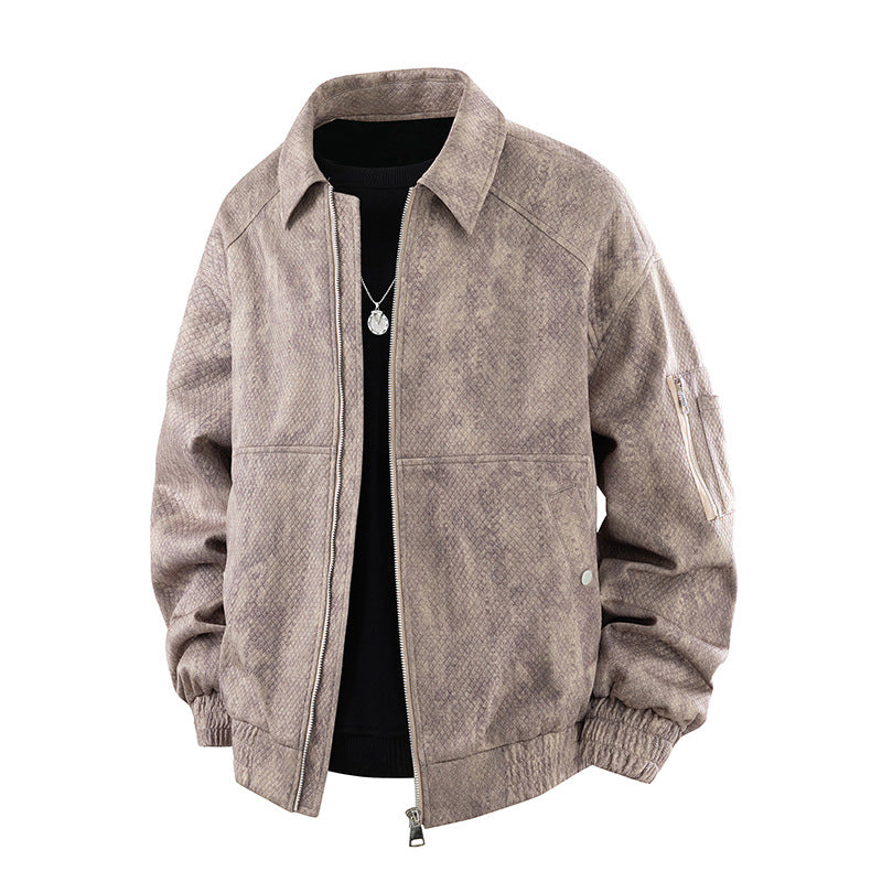 Jacquard Faux Denim Casual Jacket