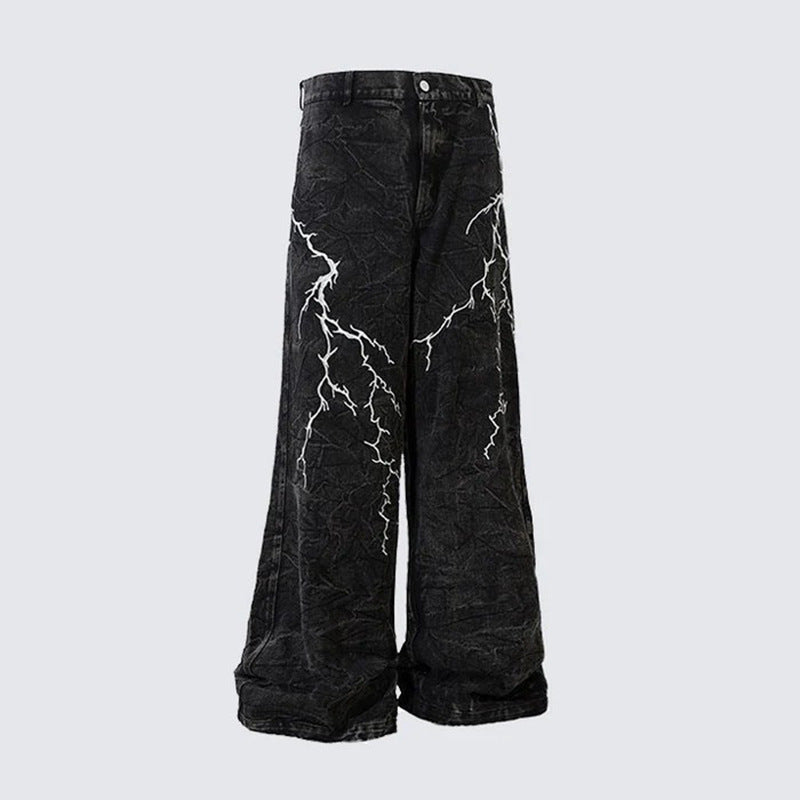 Lightning Embroidery Flared Jeans