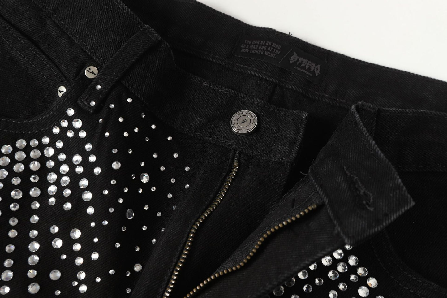 Diamond-Encrusted Black Jeans