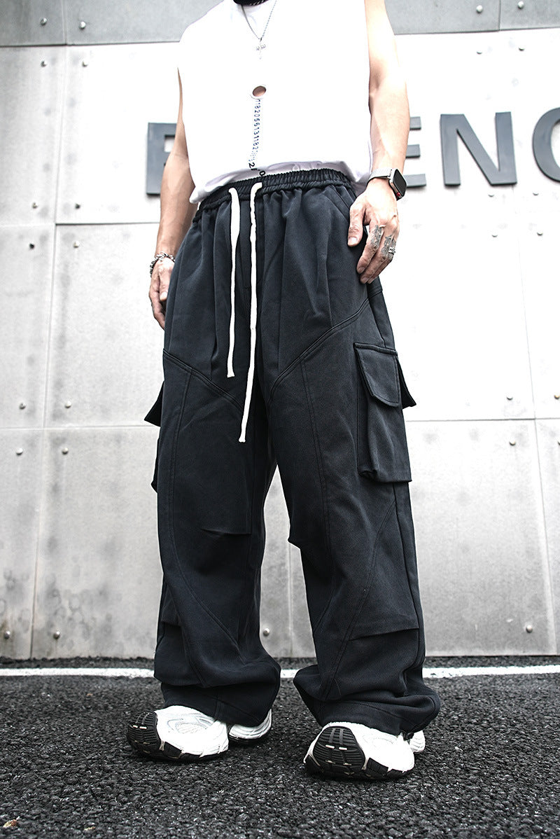 Baggy Cotton Black Cargo Pants