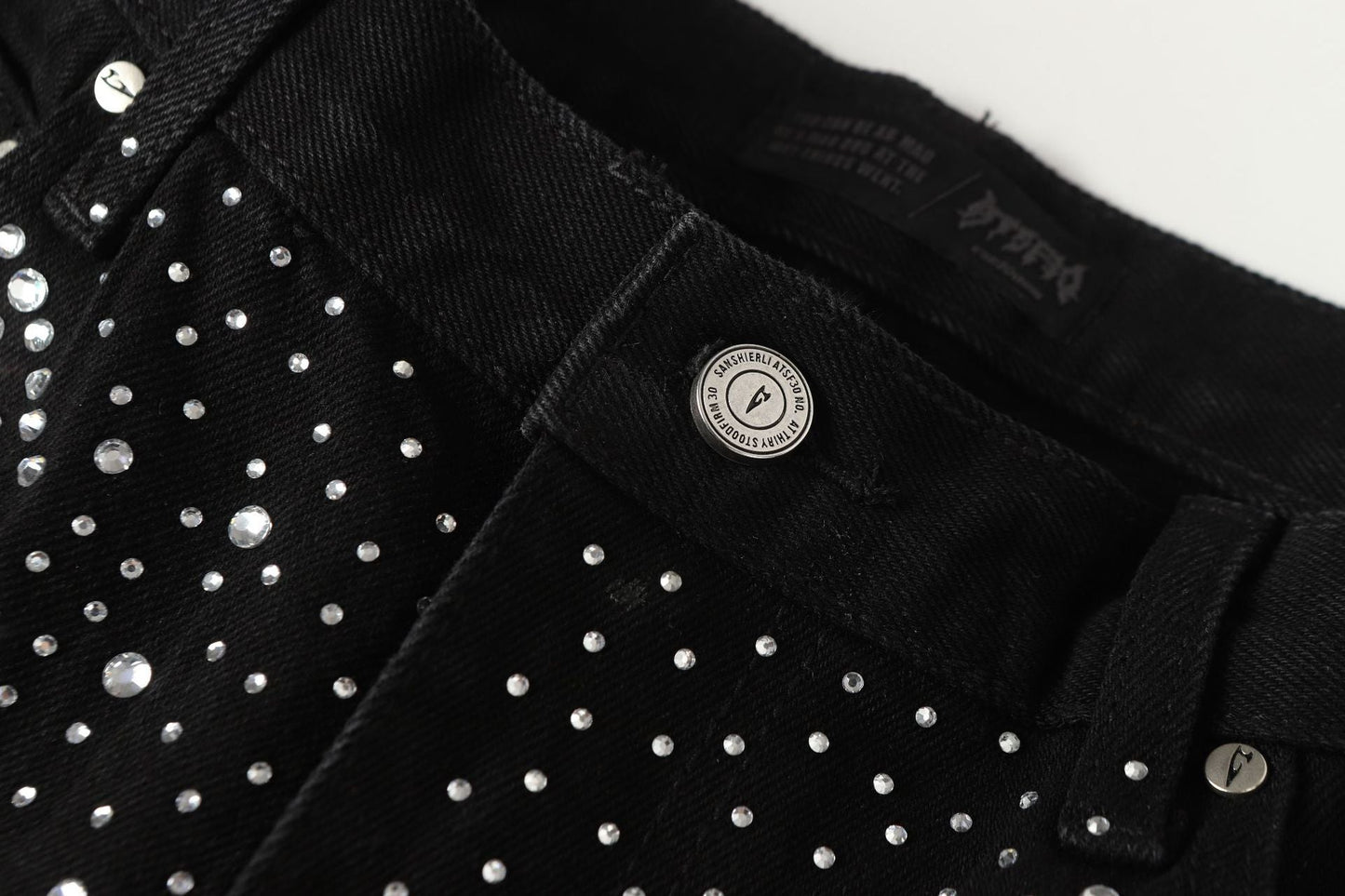 Diamond-Encrusted Black Jeans