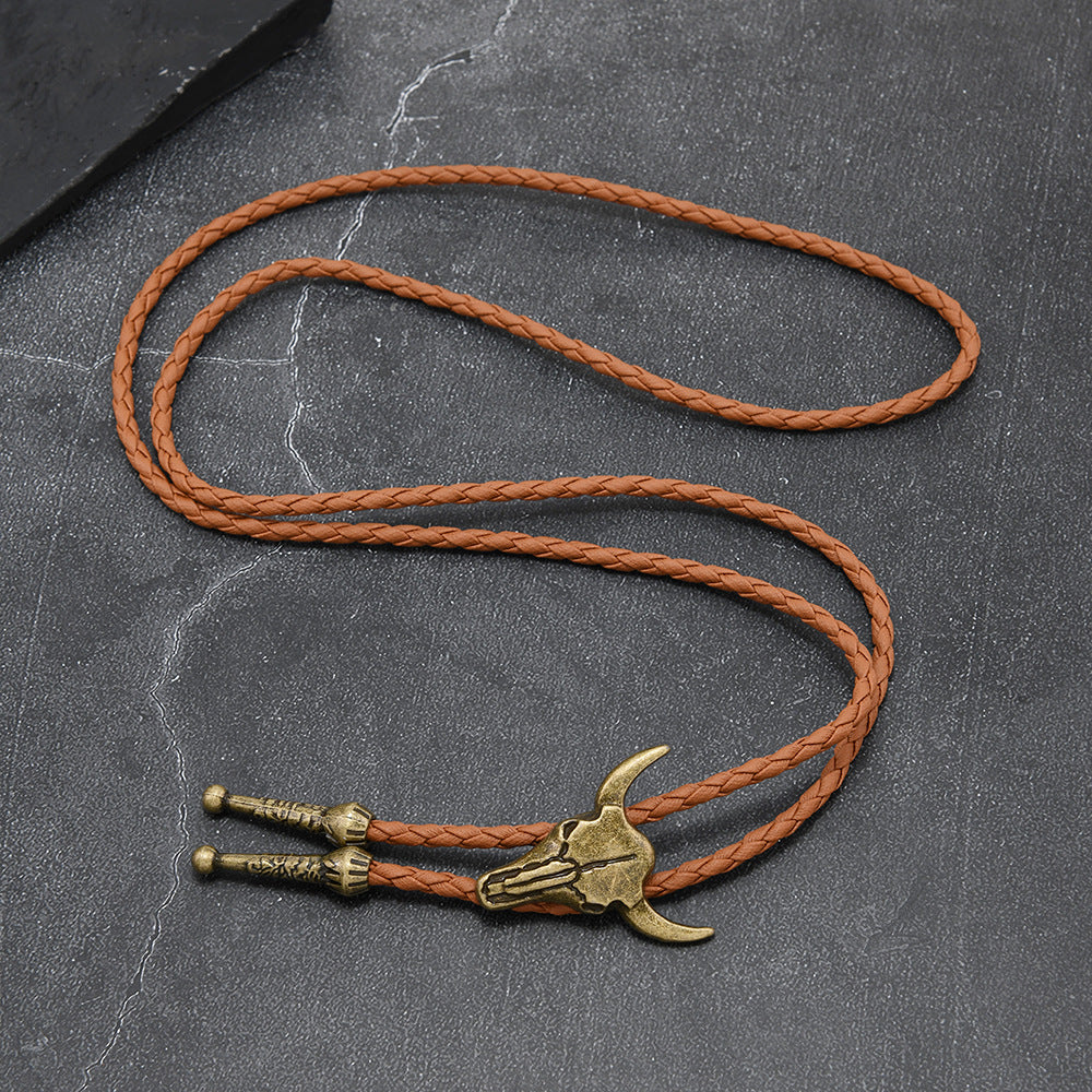 Bull Head Bolo Tie Necklace