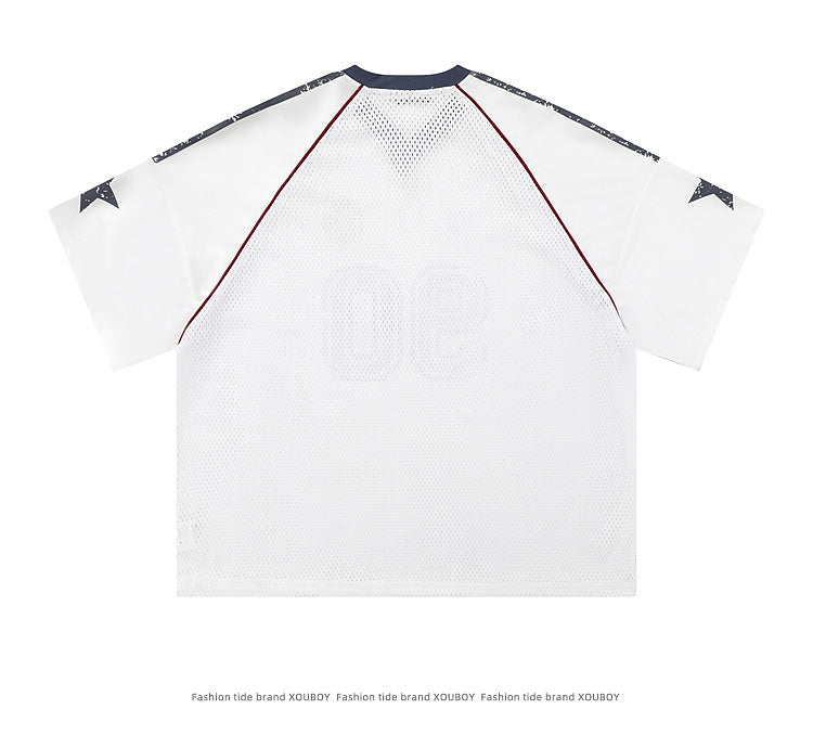 Retro 90's Star Graffiti Mesh Football Tee