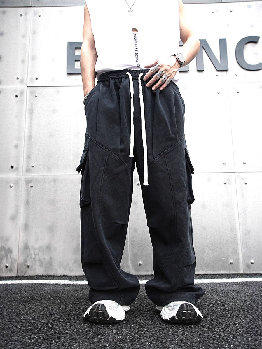 Baggy Cotton Black Cargo Pants