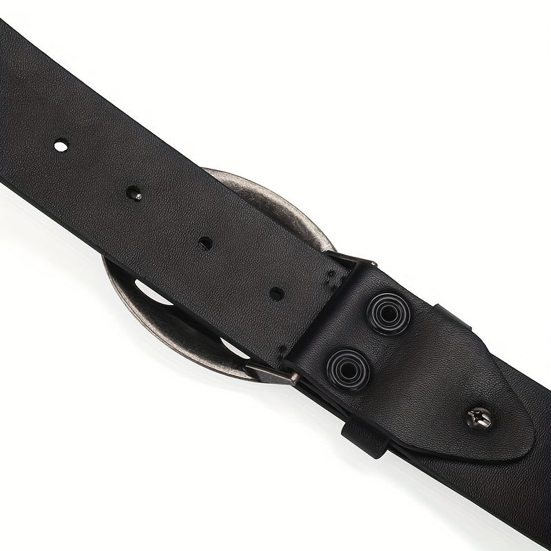 Punk Skull Studded Black Leather Belt