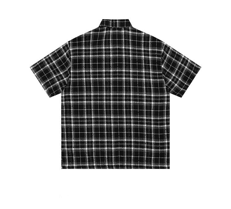Splatter Print Plaid Shirt