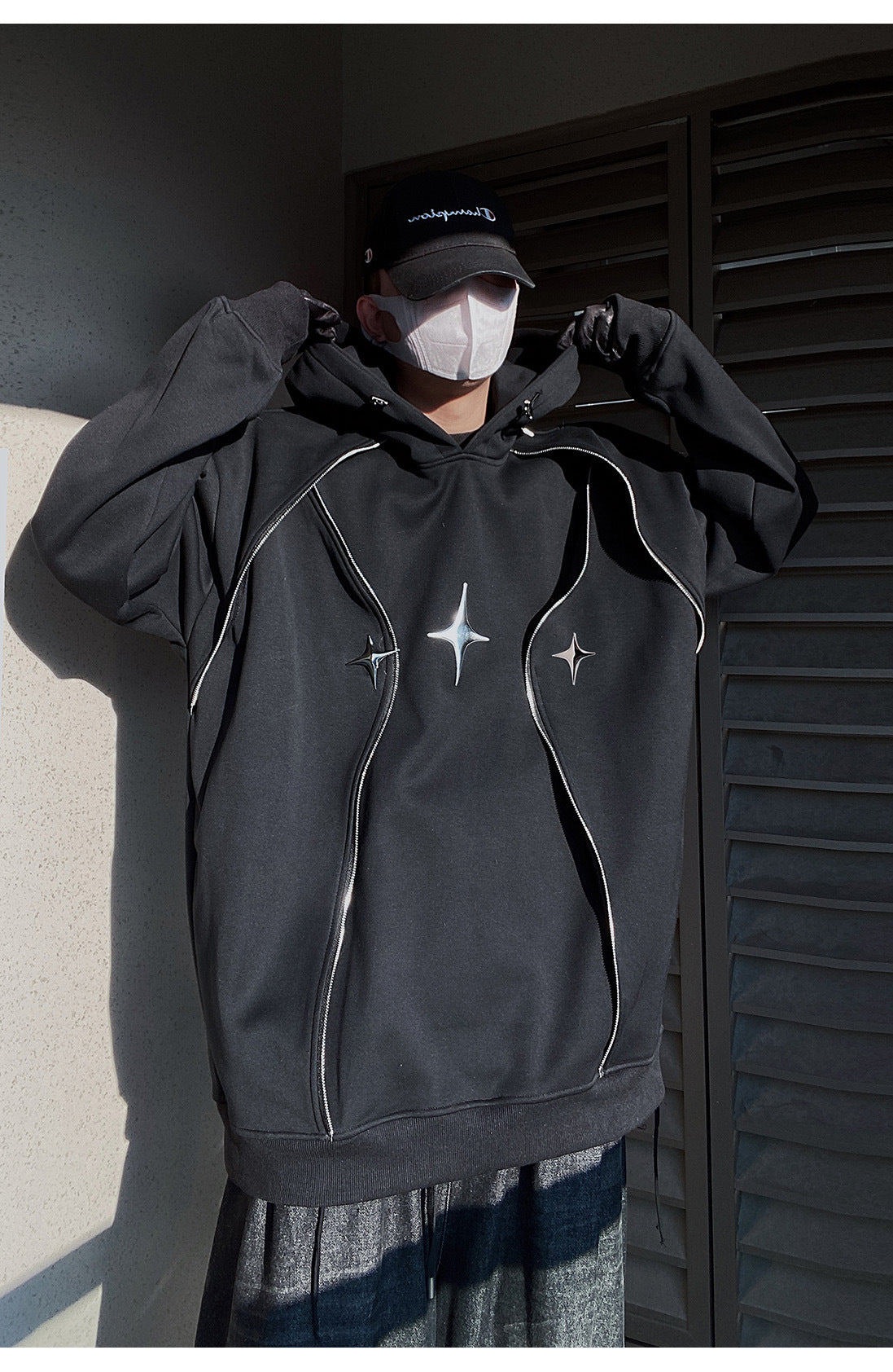 Chrome Star Oversized Hoodie Jacket
