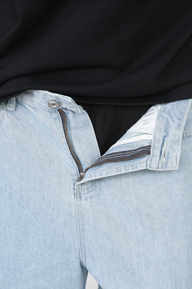 Light Blue Straight Leg Jeans