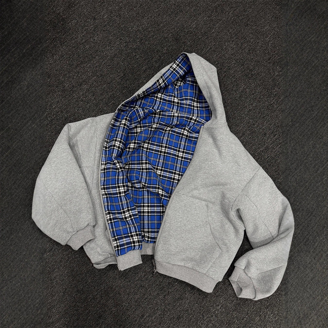 Plaid Reversible Zip Hoodie