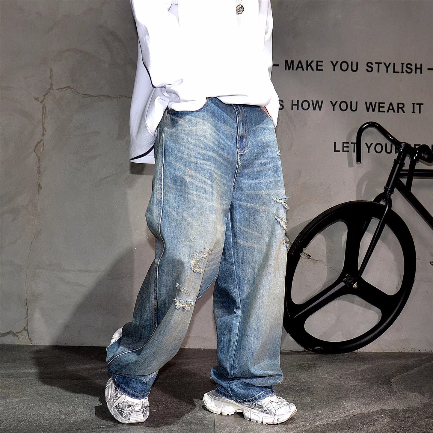 Drift Distressed Jeans - Vintage Blue