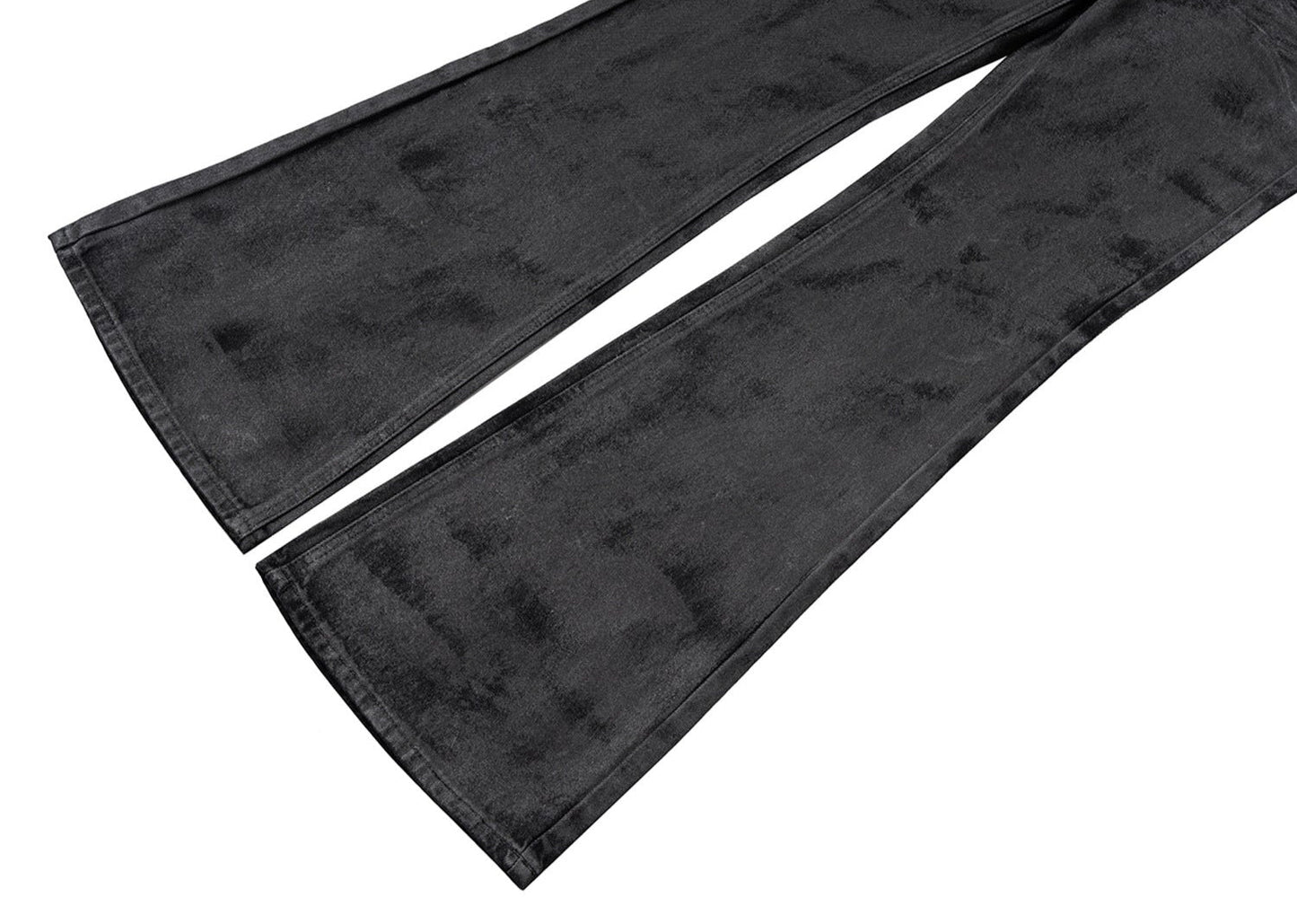 Hand Brushed Black Flared Jeans