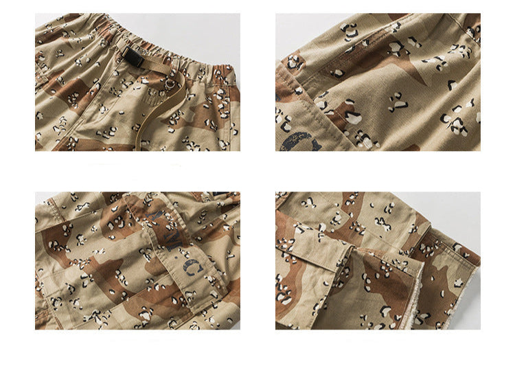 Red Solitude Outdoor Camo Drawstring Cargo Shorts